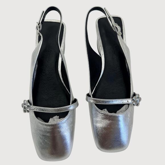 Silver Mary Jane Block Heels Lisa Says Gah Mackie 7.5 - Picture 3 of 9